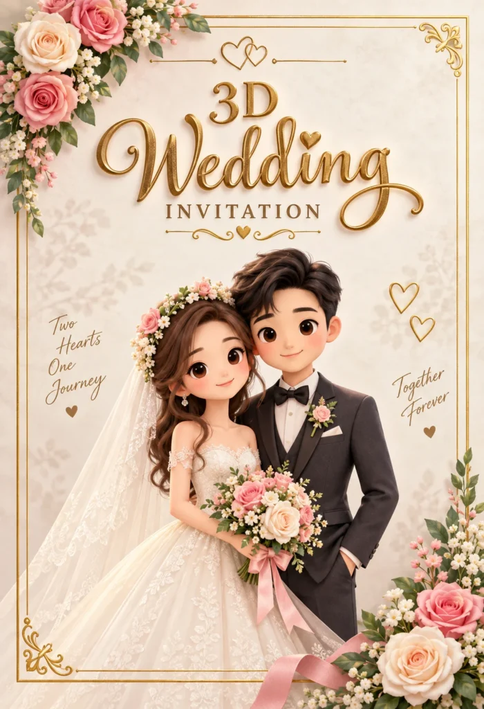3d wedding invitation